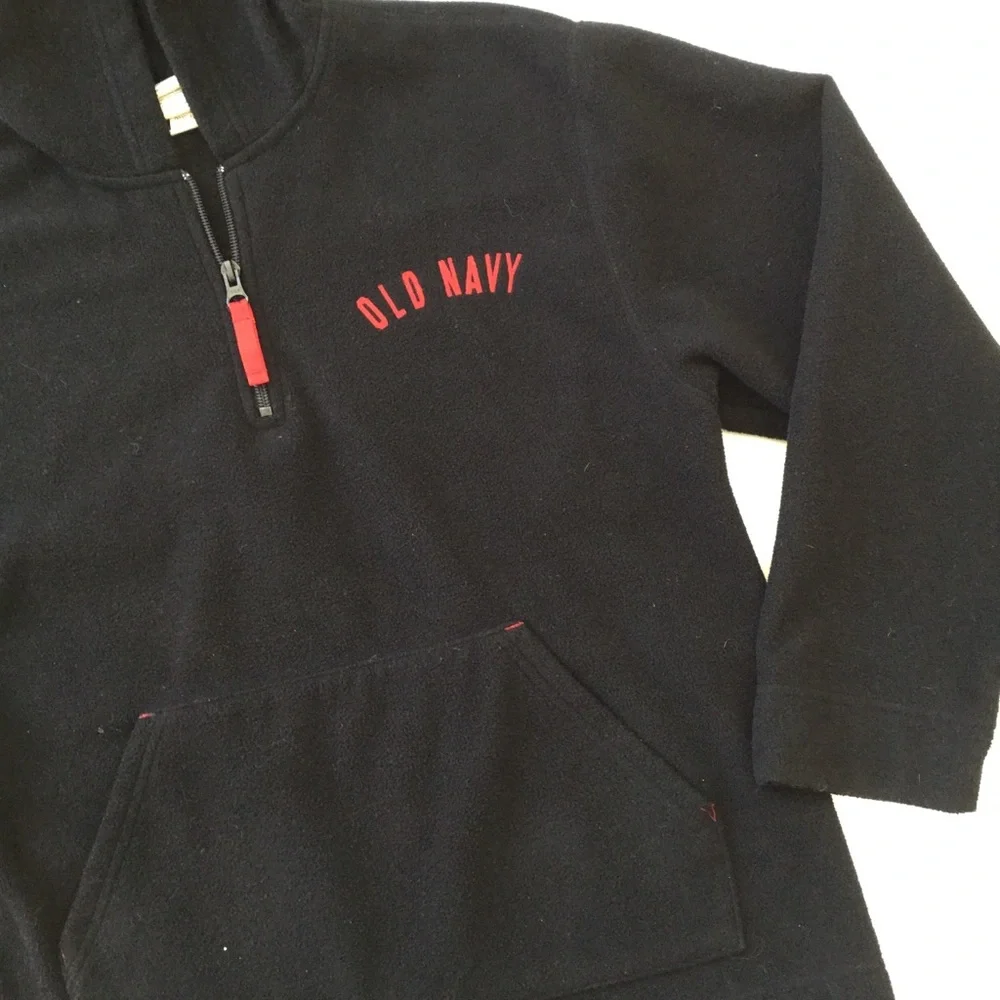 Youth Quarter Zip Fleece Hoodie Black and Red  Unisex Youth Sz 10